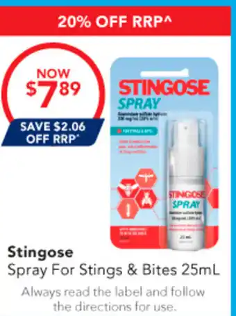 Amcal Pharmacies Stingose Spray For Stings & Bites offer