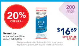 Amcal Pharmacies NeutraLice Advance Head Lice Lotion Kit offer