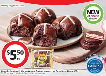 Coles Coles Easter Arnott's Wagon Wheels Original Inspired Hot Cross Buns offer