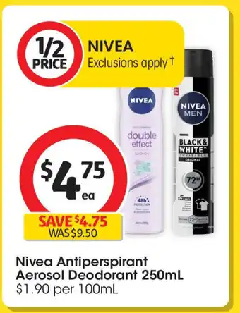 Coles Nivea Antiperspirant Aerosol Deodorant offer