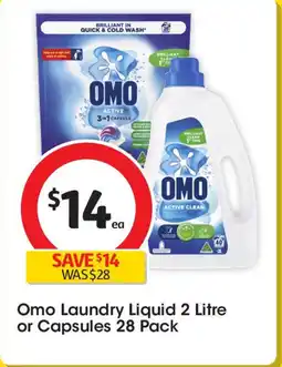 Coles Omo Laundry Liquid 2 Litre or Capsules 28 Pack offer