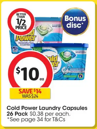 Coles Cold Power Laundry Capsules offer