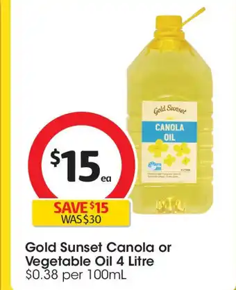 Coles Gold Sunset Canola or Vegetable Oil offer