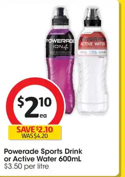 Coles Powerade Sports Drink or Active Water offer