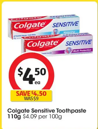 Coles Colgate Sensitive Toothpaste offer