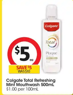 Coles Colgate Total Refreshing Mint Mouthwash offer