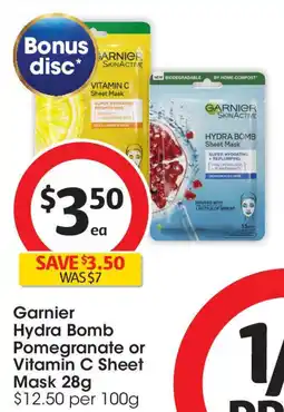 Coles Hydra bomb pomegranate or vitamin c sheet mask offer