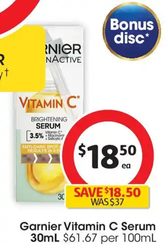 Coles Garnier vitamin c serum offer