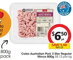 Coles Pork 3 star regular mince offer