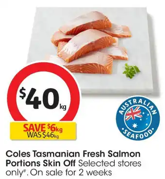 Coles Fresh salmon portions skin off offer