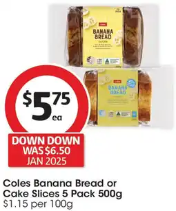 Coles Coles banana bread or cake slices 5 pack offer