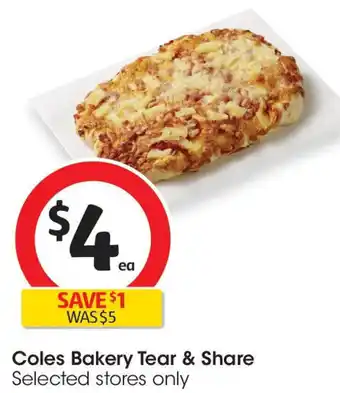 Coles Coles bakery tear & share offer