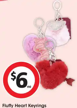 Coles Fluffy heart keyrings offer