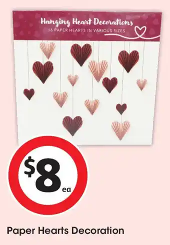 Coles Paper hearts decoration offer