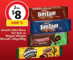 Coles Arnott's mint slice, tim tam or wagon wheels biscuits offer