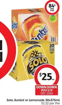 Coles Solo, sunkist or lemonade offer