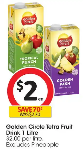 Coles Golden circle tetra fruit drink offer