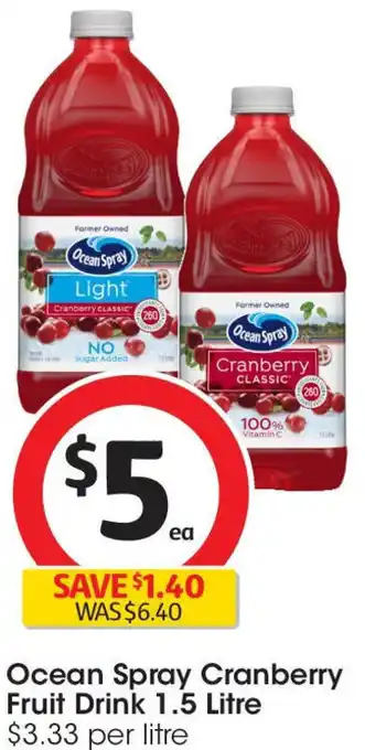 Coles Ocean spray cranberry fruit drink offer