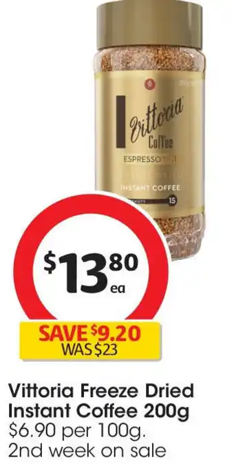 Coles Vittoria freeze dried instant coffee offer