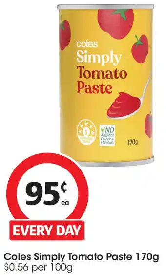 Coles Coles simply tomato paste offer