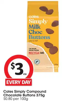 Coles Coles simply compound chocolate buttons offer