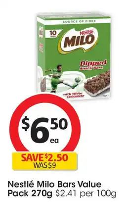 Coles Nestlé milo bars value pack offer