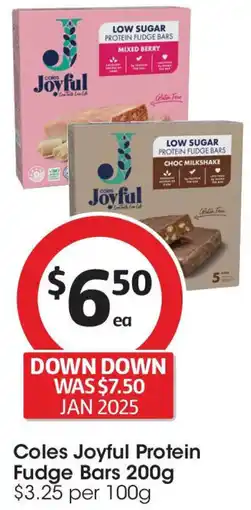 Coles Coles joyful protein fudge bars offer