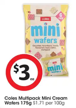 Coles Coles multipack mini cream wafers offer