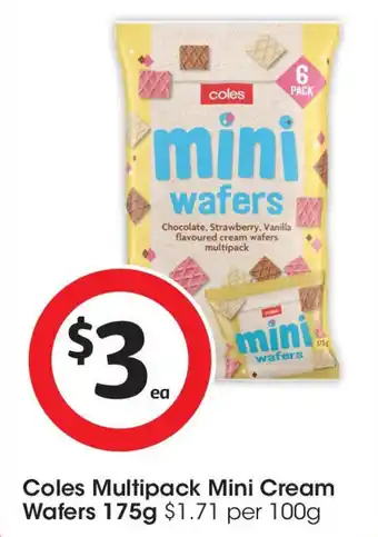 Coles Coles multipack mini cream wafers offer