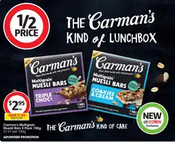 Coles Carman's multigrain muesli bars offer