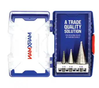 Total Tools Marxman 3 piece straight flute step drill set offer