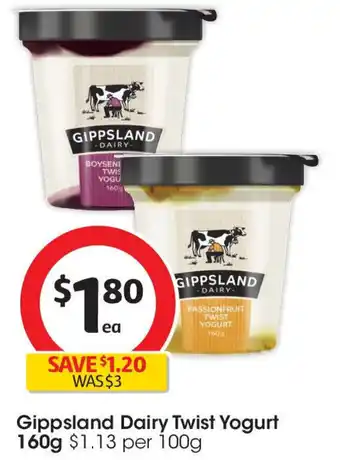 Coles Gippsland dairy twist yogurt offer