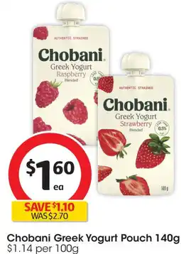 Coles Chobani greek yogurt pouch offer