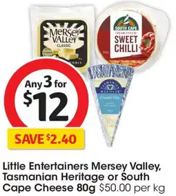 Coles Little entertainers mersey valley, tasmanian heritage or south cape cheese offer