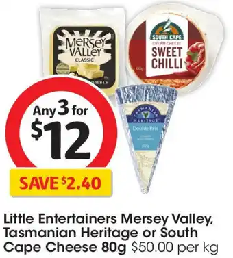 Coles Little entertainers mersey valley, tasmanian heritage or south cape cheese offer