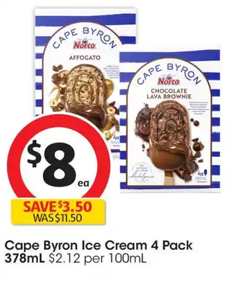 Coles Cape byron ice cream 4 pack offer