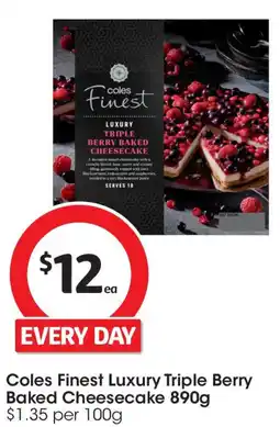 Coles Coles finest luxury triple berry baked cheesecake offer