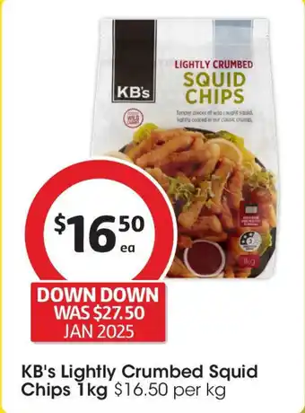 Coles Kb's lightly crumbed squid chips offer