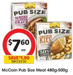 Coles Mccain pub size meal offer