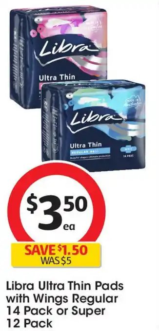 Coles Libra Ultra Thin Pads with Wings Regular offer