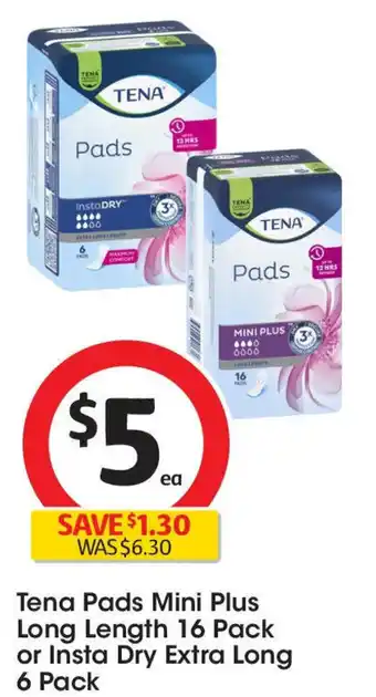 Coles Tena pads mini plus long length offer