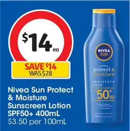 Coles Nivea sun protect & moisture sunscreen lotion spf50+ offer