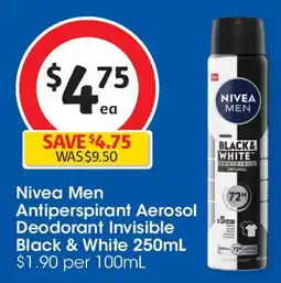 Coles Antiperspirant aerosol deodorant invisible black& white offer