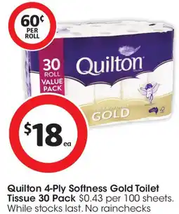 Coles Quilton 4-ply softness gold toilet tissue offer