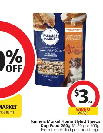 Coles Farmers market home styled shreds dog food offer