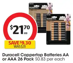 Coles Duracell coppertop batteries aa or aaa offer