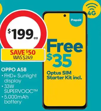 Coles OPPO A58 offer