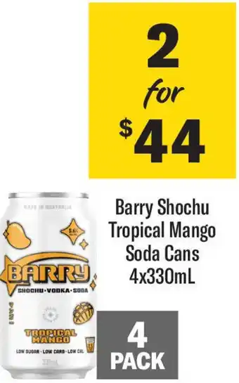 Coles Barry shochu tropical mango soda cans offer