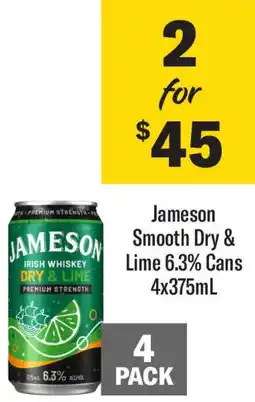 Coles Jameson smooth dry & lime 6.3% cans offer