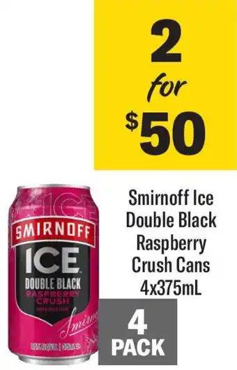 Coles Smirnoff ice double black raspberry crush cans offer